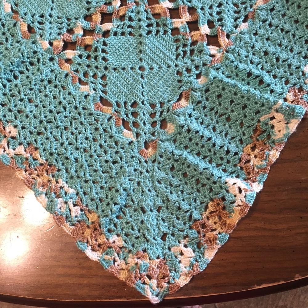 Ocean Blue Hand Crocheted Baby Blanket - Picture 3 of 8